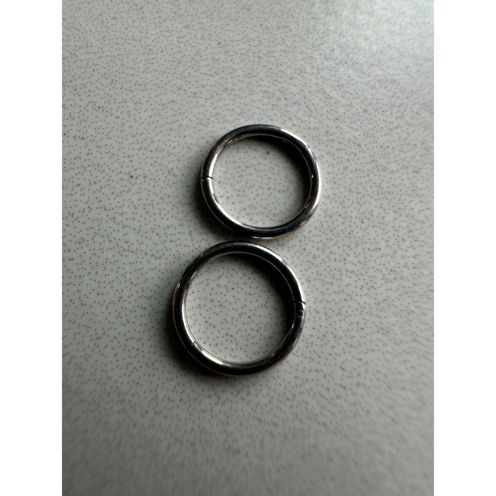 Silver Stainless Steel Clicker Infinity Hinged Mini Hoop Piercing Rings Pair